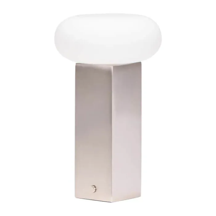Hübsch Low Bordlampe H 20 cm - Glas/jern - Nikkel