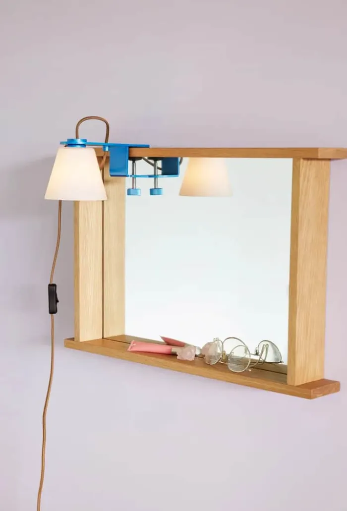 Hübsch Lure Væglampe H 11 cm - Glas/jern - Blå