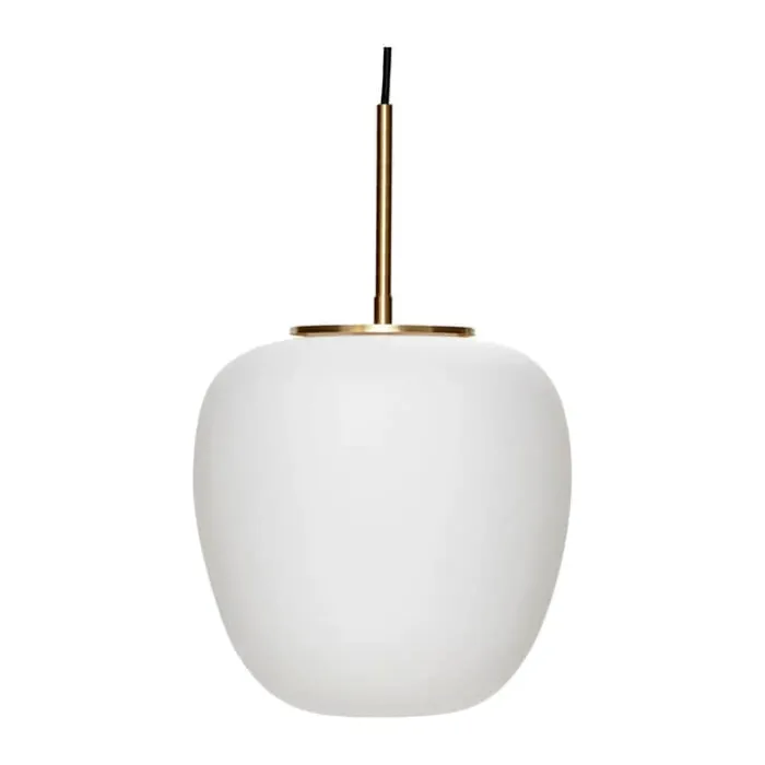 Hübsch Muse Pendel Ø 25 x H 40 cm - Glas/jern - Hvid/messingfarvet