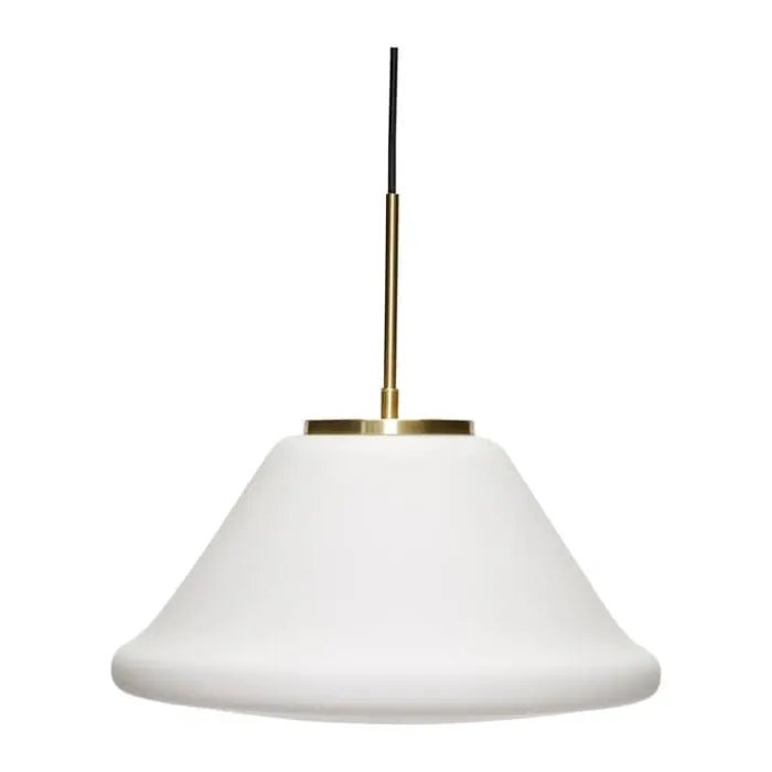 Hübsch Muse Pendel Ø 40 x H 20 cm - Glas/jern - Hvid