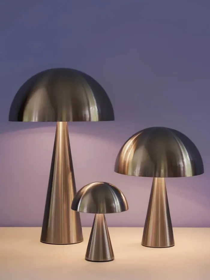 Hübsch Mush Bordlampe Ø 30 x H 50 cm - Jern - Børstet stål