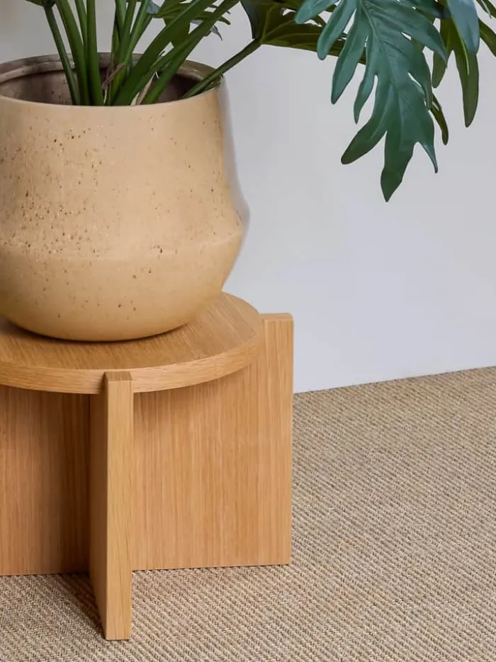 Hübsch Nomad Plantestander Ø 30 x H 20 cm - Egetræ/MDF - Natur