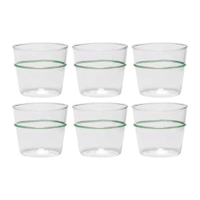 Hübsch Orbit Vandglas - 6 stk. 20 cl - Glas - Grøn