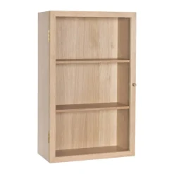 Hübsch Panorama Vægskab H 80 x B 22 x L 50 cm - MDF/egetræ/glas - Natur/klar