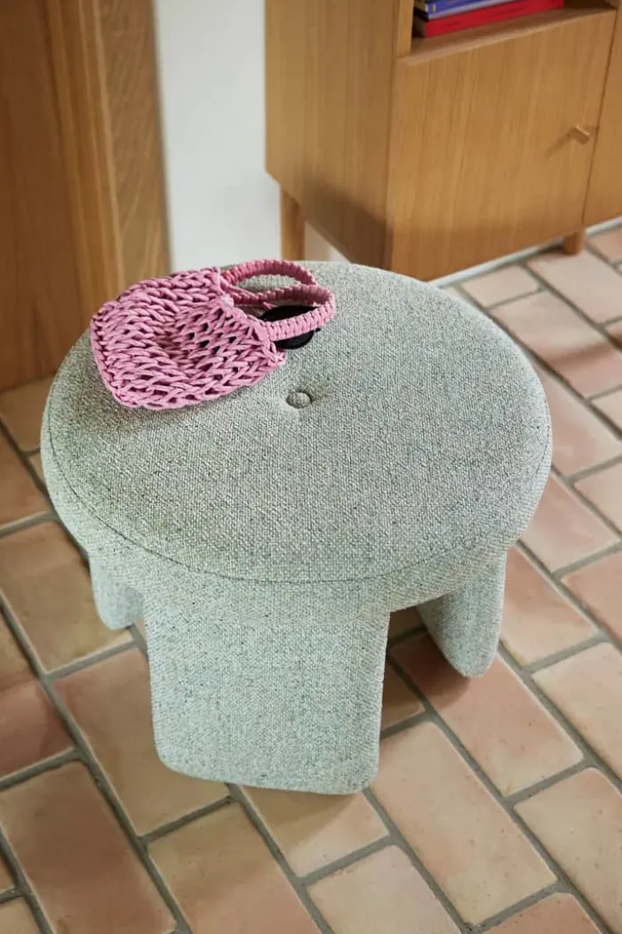 Hübsch Rocco Puf Ø 54 x H 41 cm - Polyester - Lysegrøn