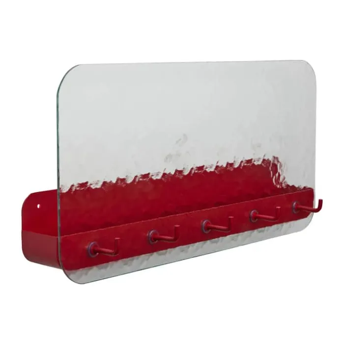 Hübsch Shack Vægreol H 30 x B 13 x L 60 cm - Glas - Rød/Klar