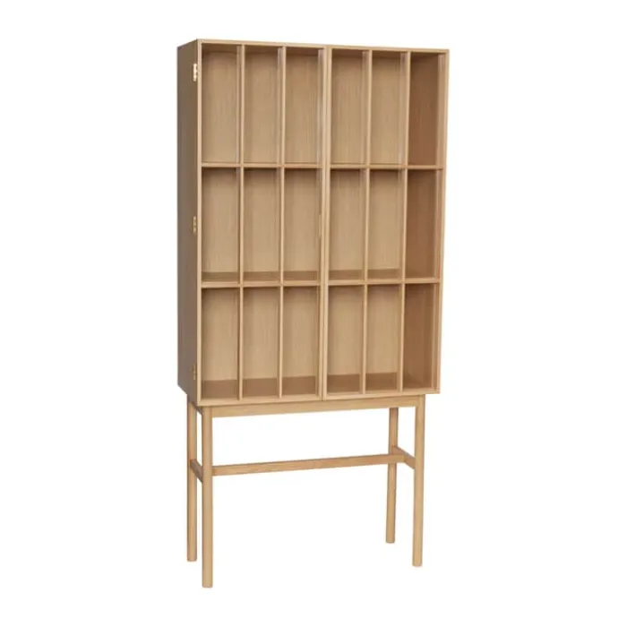 Hübsch Shoji Skab H 170 x B 34 x L 80 cm - MDF/egetræ/glas - Natur/klar