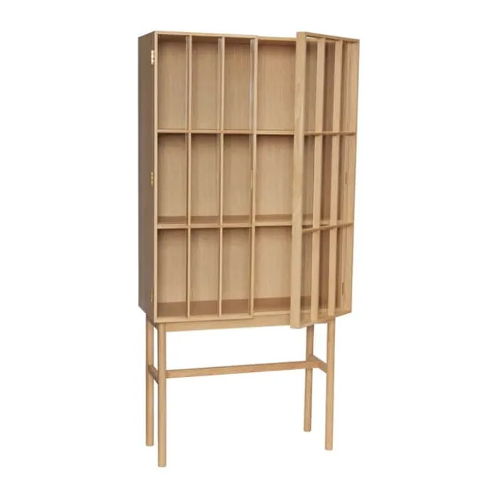 Hübsch Shoji Skab H 170 x B 34 x L 80 cm - MDF/egetræ/glas - Natur/klar