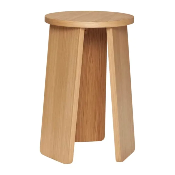 Hübsch Split Skammel Ø 35 x H 55 cm - Egetræsfiner/MDF - Natur