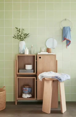 Hübsch Split Skammel Ø 35 x H 55 cm - Egetræsfiner/MDF - Natur