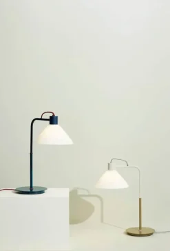 Hübsch Spot Bordlampe H 45 cm - Glas/jern - Hvid/khaki