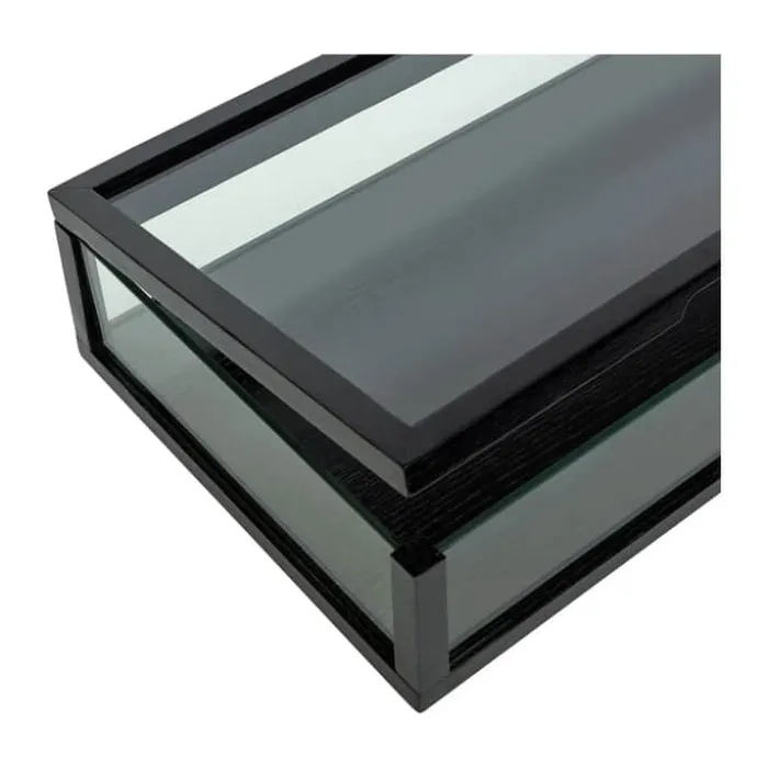 Hübsch View Æske H 12 x B 30 x L 40 cm - Asketræ/glas - Sort