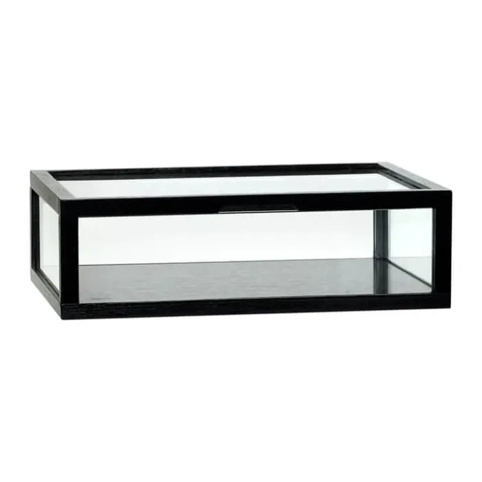 Hübsch View Æske H 12 x B 30 x L 40 cm - Asketræ/glas - Sort