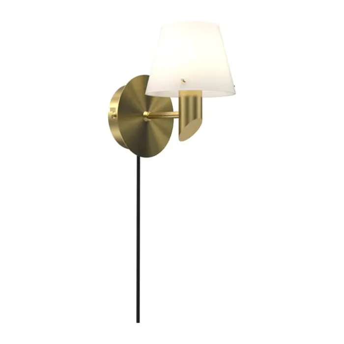 Herstal Gil Væglampe Ø 10,4 cm - Metal - Satin brass/opal
