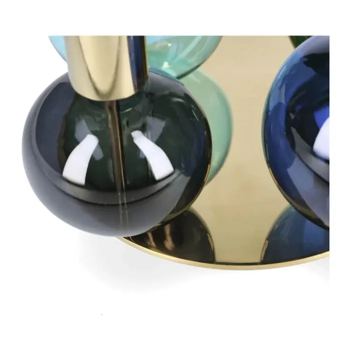 Holmegaard Bubble Kronelysestage Ø 17 cm - Glas/metal - Grøn/blå
