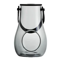 Holmegaard Design with Light Lanterne H 16 x Ø 10,3 cm - Glas/læder - Smoke