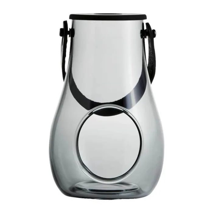 Holmegaard Design with Light Lanterne H 16 x Ø 10,3 cm - Glas/læder - Smoke