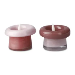 Holmegaard Soma Fyrfadsstage - 2 stk. Ø 7,5 x H 5 cm - Glas - Rosa/Terracotta