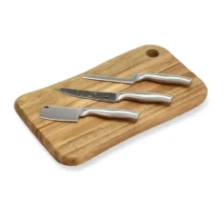 Holm Ostebræt -m. 3 knive Rustfrit stål/akacie - Natur/Sølv