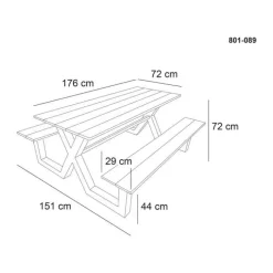 HORTUS X-model Bord-/bænksæt H 72 x B 151 x D 176 cm - Aluminium/nonwood - Sort