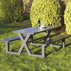 HORTUS X-model Bord-/bænksæt H 72 x B 151 x D 176 cm - Aluminium/nonwood - Sort
