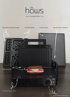 Hâws CG1200 Kontaktgrill 4-i-1 1200 Watt - Non-stick-belægning