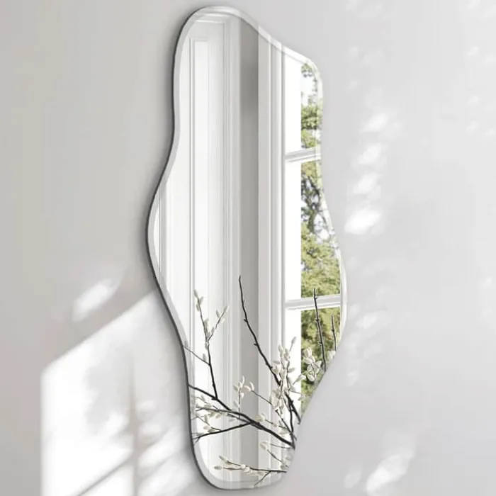 Incado Wave Spejl H 160 x B 80 cm - Spejlglas - Sølvfarvet