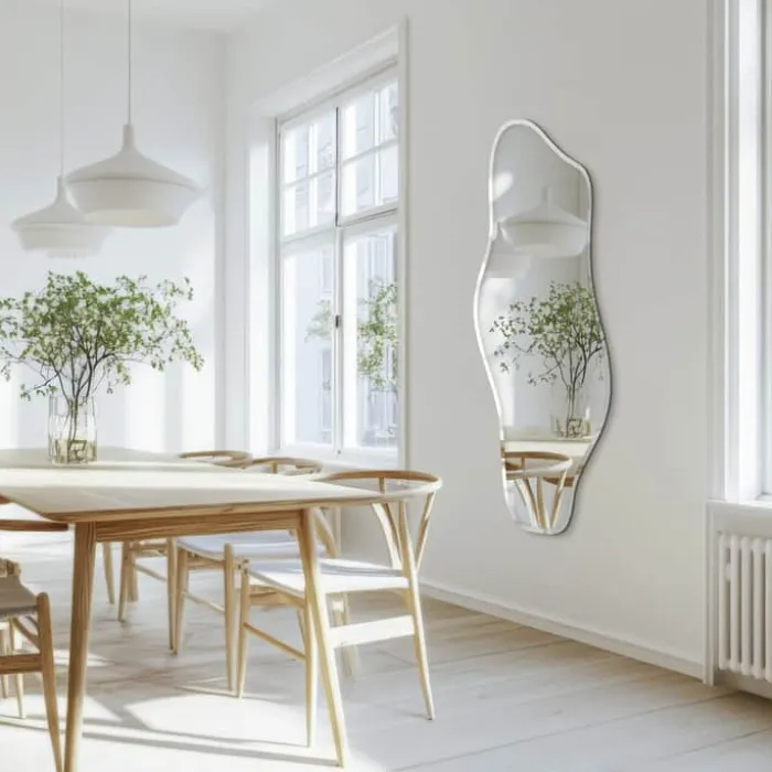 Incado Wave Spejl H 160 x B 80 cm - Spejlglas - Sølvfarvet