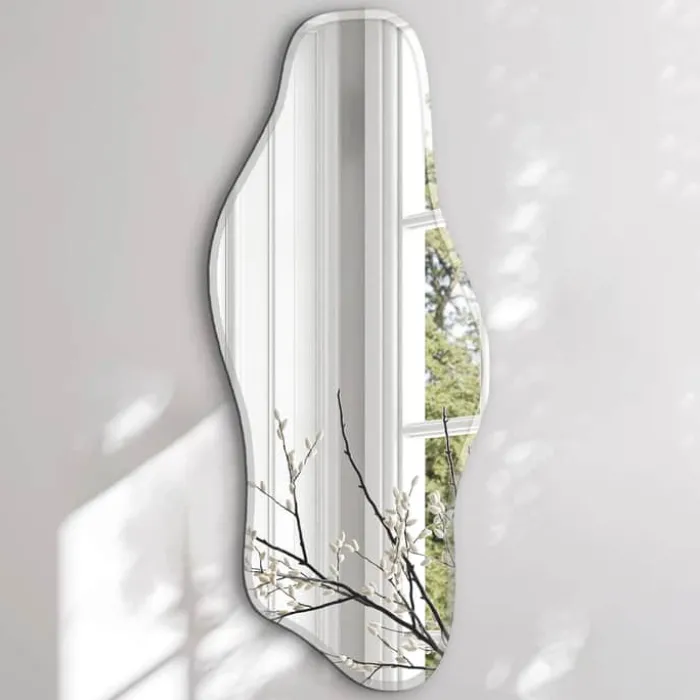 Incado Wave Spejl H 80 x B 40 cm - Spejlglas - Sølvfarvet