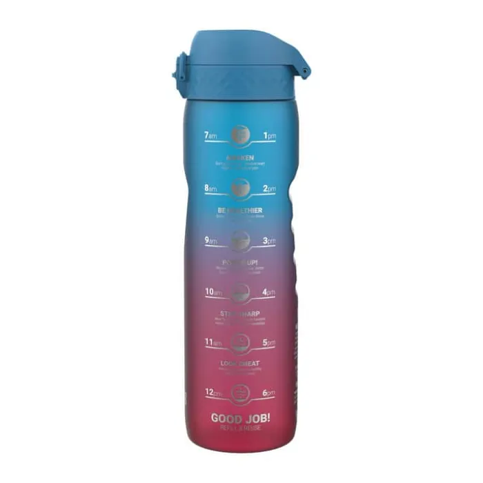 Ion8 Motivational Drikkeflaske 1 liter - PP-plast/silikone - Blå/pink