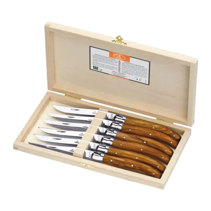 Jean Dubost Kniv - 6 stk. L 26 cm - Rustfrit stål/oliventræ