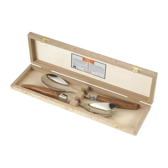 Jean Dubost Salatbestik - 2 dele L 32,5 cm - Rustfrit stål/oliventræ