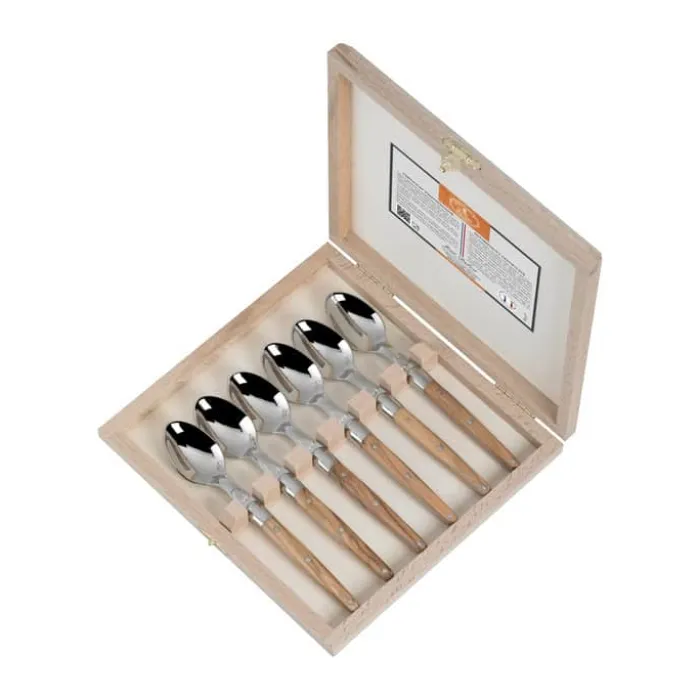 Jean Dubost Teske - 6 stk. L 18,7 cm - Rustfrit stål/oliventræ