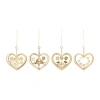 Jette Frölich Design Design Juleophæng Guldhjerter med blomster – 4 stk. H 6,5 x B 5,5 cm – Guld