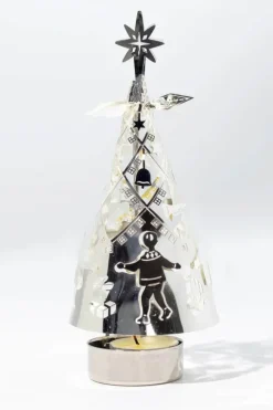 Jette Frölich Design Fyrfadsstage - Juletræ H 18 cm - Metal - Sølvfarvet