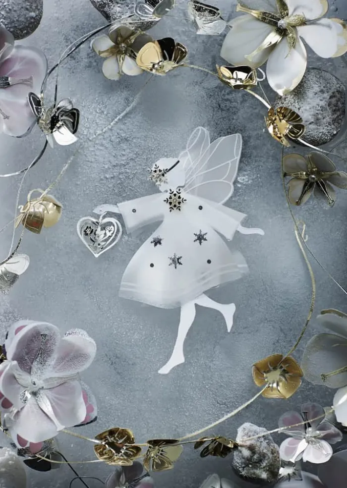 Jette Frölich Design Papirblomster - 3 stk. H 3 cm - Papir/metal - Hvid/guldfarvet