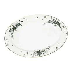 Jette Frölich Design Vinterstjerner Serveringsfad L 42 x B 29 cm - Benporcelæn - Grøn/guld