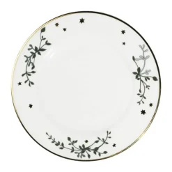 Jette Frölich Design Vinterstjerner Frokoststallerken Ø 22 cm - Benporcelæn - Grøn/guld