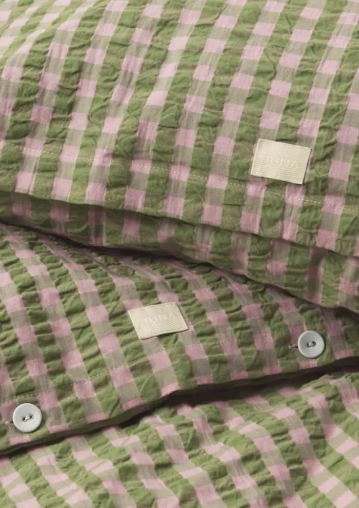 Juna Bæk&Bølge Sengetøj B 140 x L 200 cm - Økologisk bomuld - Grøn/soft pink