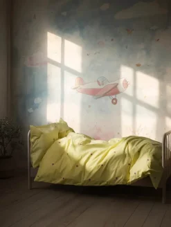 Juna Daisy Junior Sengetøj B 100 x L 140 cm - Økologisk bomuld - Gul