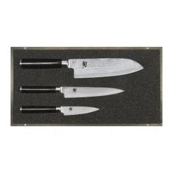 Kai Shun Classic Knivsæt - 3 dele L 31,5/26,6/23 cm - Pakkatræ/damaskusståll - Sort