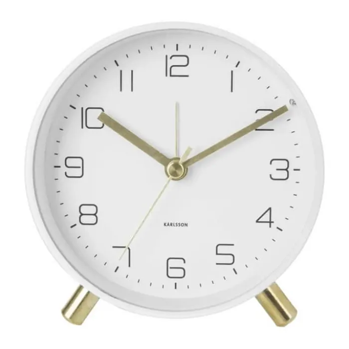 Karlsson Lofty Vækkeur Ø 11 cm - Metal/glas - Hvid