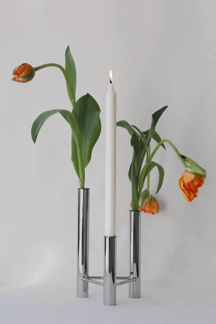 Kay Bojesen ApS VISTA Vase og lysestage H 24 cm - Blank stål