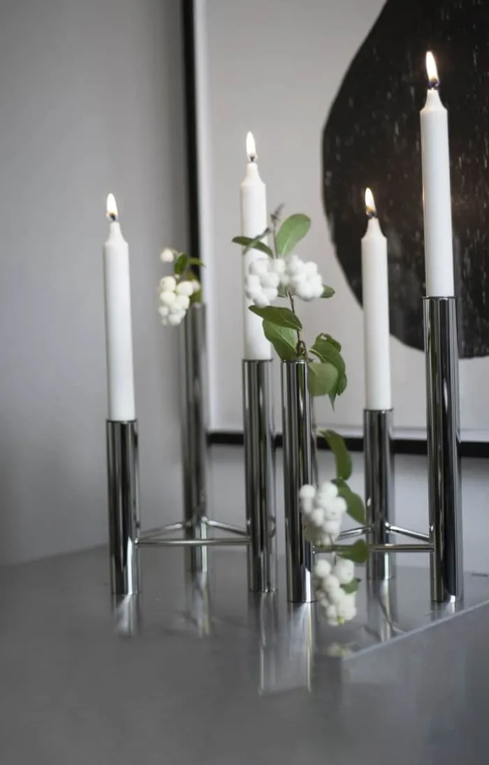 Kay Bojesen ApS VISTA Vase og lysestage H 24 cm - Blank stål