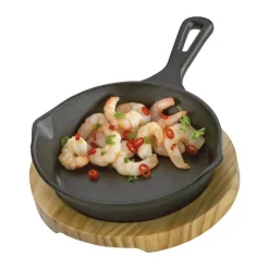 Küchenprofi Serveringspande H 26 x L 18 cm - Støbejern/fyrretræ - Sort