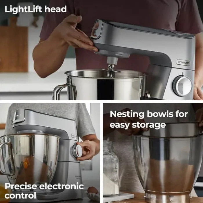 Kenwood Chef Køkkenmaskine KVL85.224 5/7 liter - 1200 Watt - Inkl. tilbehør - Sølvfarvet