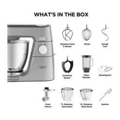 Kenwood Chef Køkkenmaskine KVL85.224 5/7 liter - 1200 Watt - Inkl. tilbehør - Sølvfarvet