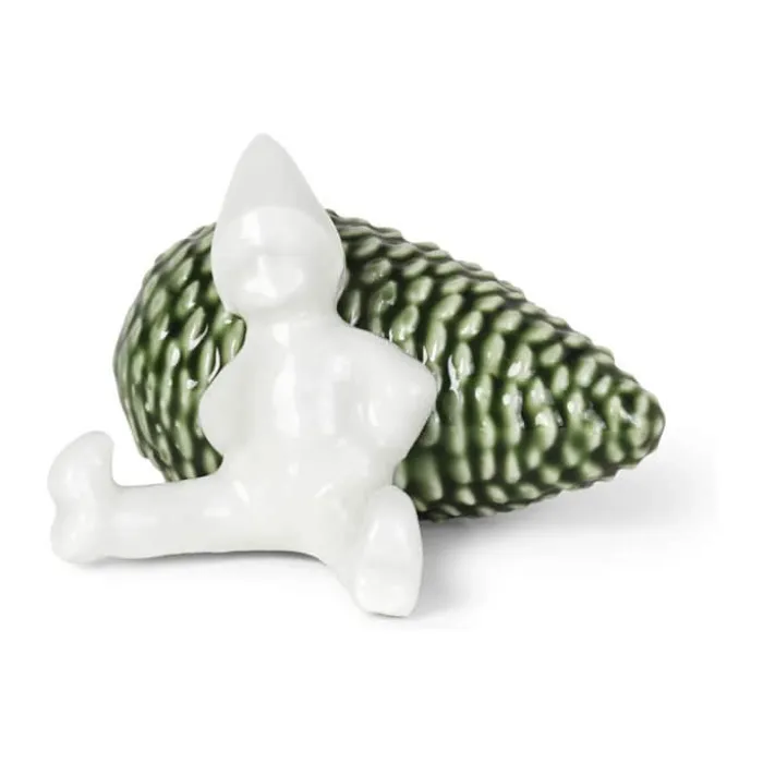 Kähler Christmas Tales Figur - Juleglæde H 5,5 cm - Glaseret benporcelæn - Hvid
