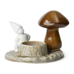 Kähler Christmas Tales Fyrfadsstage - Julelys H 9,5 cm - Glaseret benporcelæn - Hvid