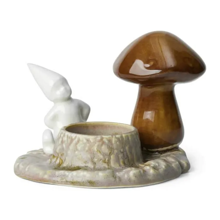 Kähler Christmas Tales Fyrfadsstage - Julelys H 9,5 cm - Glaseret benporcelæn - Hvid